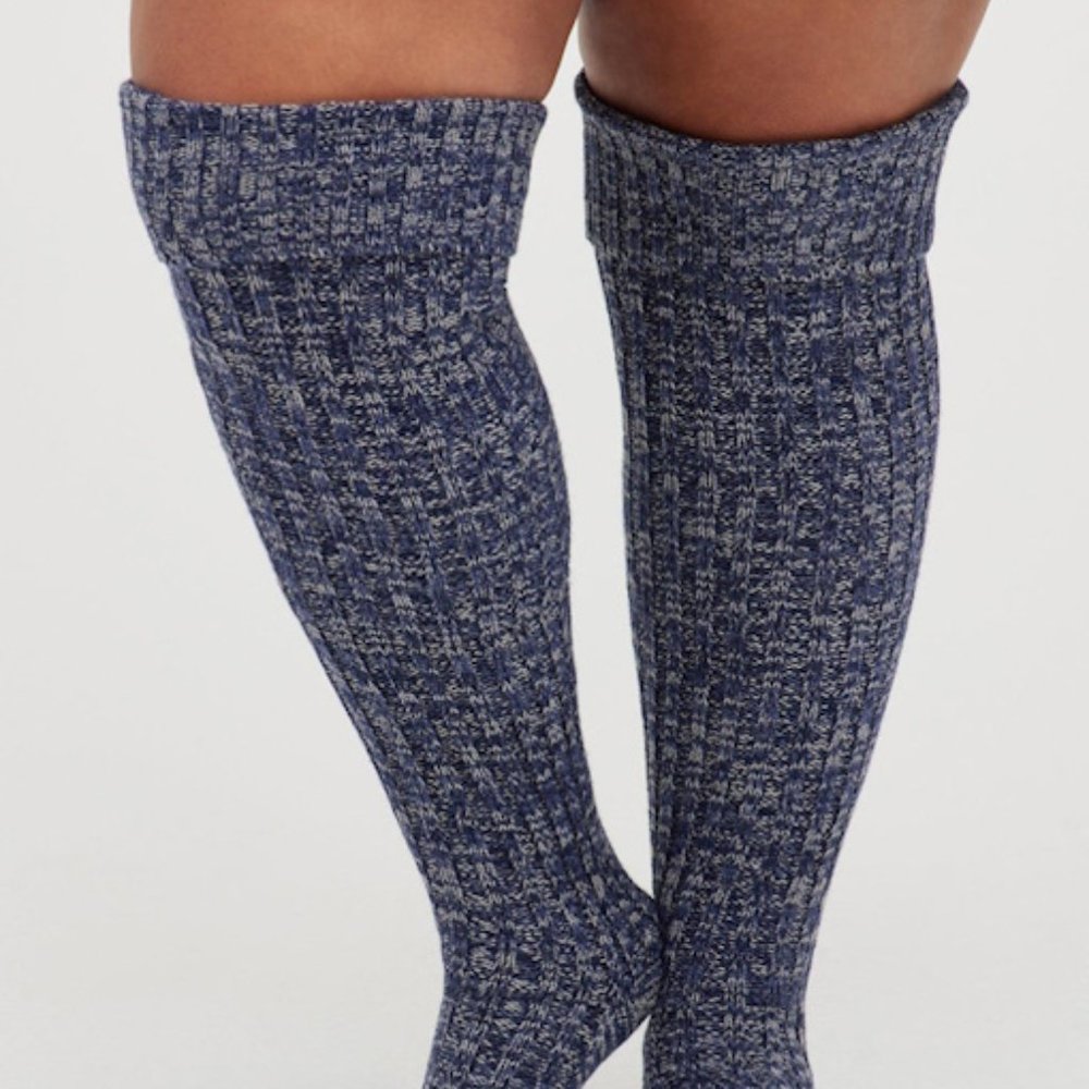 MIRLED KNEE HIGHT SOCKS/  PEACCOAT FLINT GREY   TORRID